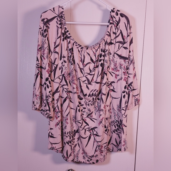 Maurices Pink Floral Tunic Top Size XXL Knit Casual Boho Blouse Flowy Boxy - Picture 4 of 10